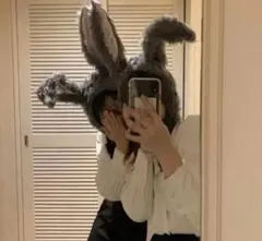 ハロウィン　コスプレ　うさぎのかぶりもの　うさぎ　被り物　ヘアバンド グレー