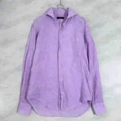 SHIPS シップス リネンシャツ 長袖 Mサイズ パープル系