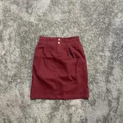 【売り切れ必至★シルエットきれい】レトロガール　ボックスタイトスカート　えんじ