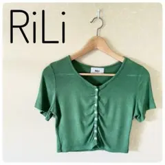 良品‼RiLiレディーストップス　ミニ丈　半袖カットソー　Tシャツ　F
