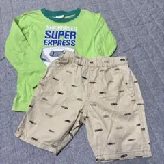 新幹線N700S ロンT ・スケボー柄ハーフパンツ100サイズ２枚セット