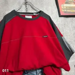 ヴィンテージ Y2K 厚手 Tシャツ XL 赤 灰 切替 ラグラン風 US古着