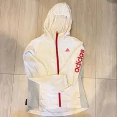 adidas フード付きアウター ホワイト ウィンドブレーカー アディダス