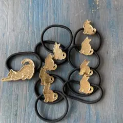 猫デザイン ヘアゴム 9個セット レジン枠