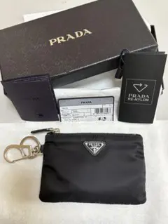 PRADA トライアングルロゴ・ナイロン キーリング ポーチ・コインケース 黒