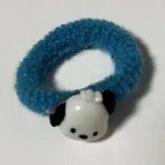 犬の顔デザイン ヘアゴム 青
