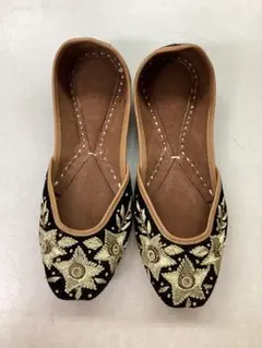 刺繍入りバレリーナシューズ 黒