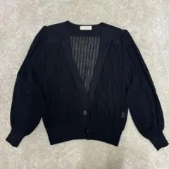 日本製 透かし編みカーディガン レディース シアーカーディガン ブラック
