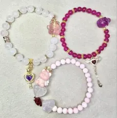 ハンドメイドブレスレット3個セット☆*:.。.