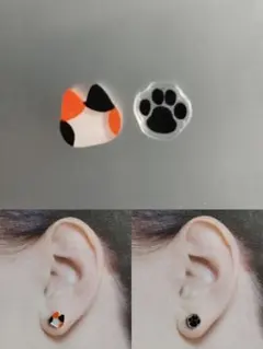三毛猫＆肉球　ピアス・イヤリングのサムネイル