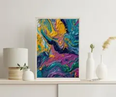 257 抽象画 アートポスター カラフル 油絵風 北欧 モダン インテリア