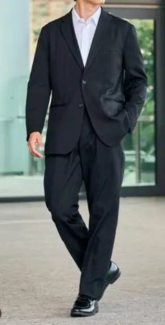 【美品】ブラック カジュアルスーツ ジャケットとパンツセット