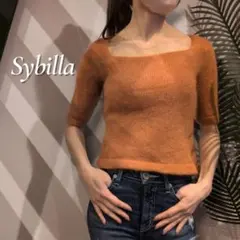 Sybilla スクエアネック半袖サマーニット フィット美シルエット サイズ40
