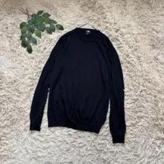 6562✾H&M✾長袖ニット【L】黒/ブラック/メリノウール/薄手/シンプル