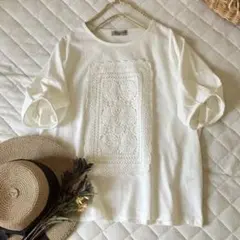 サマンサモスモス★sm2★お花レース⋆大きなパーツレースカットソー