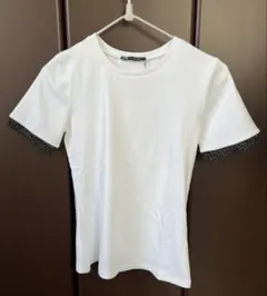 ZARA 半袖Tシャツ ホワイト ラメ袖のサムネイル