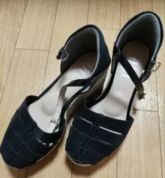 黒 ストラップ付き エスパドリーユサンダル