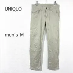 ユニクロ パンツ ベージュ M シンプル スタイルアップ 細見え カジュアル