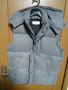 GLOBAL WORK グレー 　ダウンベスト M　フード取り外し可能