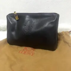 【極希少】LOEWE ロエベ クラッチバッグ レザー ブラック アナグラム