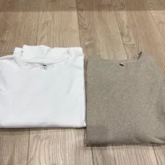 UNIQLO ソフトニットフリースクルーネック　ベージュ　白　L 2枚セット