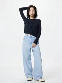 【UNIQLO】バギーカーブジーンズ/丈短め/ 62 BLUE