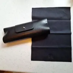 新品未使用♡QRO 黒 レザー メガネケース　メガネ拭き