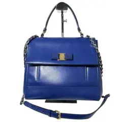 【美品】フェラガモ ヴァラリボン チェーン ショルダーバッグ 2way