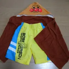 アンパンマン  フード付きタオル 水着  90センチ 車とロゴデザイン