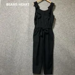 BEAMS HEART ブラック フリル サロペット オールインワンのサムネイル