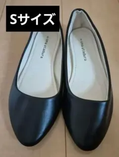 ブラック パンプス　フラットシューズ 　バレエシューズ