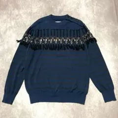 サカイ　sacai （2） デザインニット　セーター　ボーダー柄　装飾　フリンジ