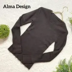 アルマデザインAlmaDesign 長袖ニットセーター　ブラウン Mサイズ
