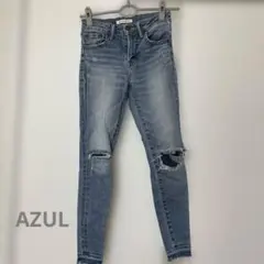 AZUL スキニーデニム ダメージジーンズ ライトブルー XS