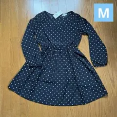 earth music & ecology ネイビードット柄ミニワンピース M