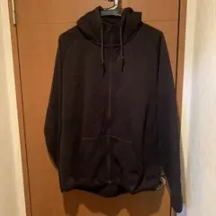 GUフルジップ フード付き黒パーカー XL