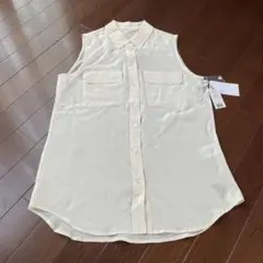 新品　エキプモン　ノースリーブ　シルクシャツ オフホワイト　XS タグ付き