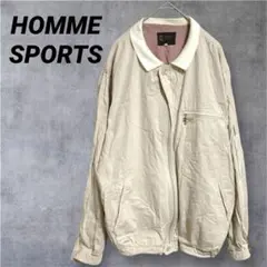 【HOMME SPORTS】 チェック柄ブルゾンジャケット ポケット ベージュ