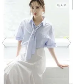 snidel スナイデル　タイ付きバルーンブラウス