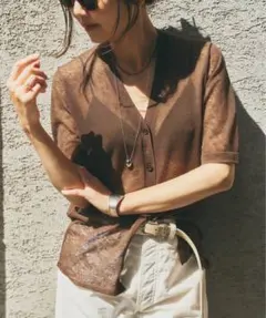 Sheer H/S cardigan シアーハーフスリーブ　カーディガンブラウンのサムネイル