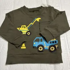 トレーナー　90 カーキ　車　男の子　キッズ　ベビー