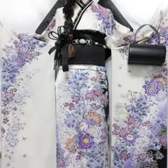 高級 辻が花◇ 振袖6点セット ◇163.5cmフルセット白系生成り正絹AM24 