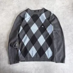 BURBERRY BLACK LABEL アーガイルニット コットンセーター