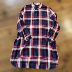 ZARA チェック柄ロングシャツ　L