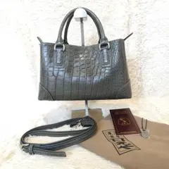 極美品　希少　象革　JRA タグ付　ハンド　ショルダーバッグ　グレー　レザー 極美品 希少 象革 JRA タグ付 ハンド ショルダーバッグ グレー レザー