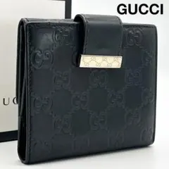 【箱付き】グッチ 二つ折り コンパクト ブラック レザー