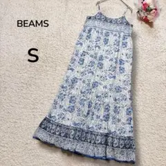 【BEAMS B'MINGビームス】総柄　ガーゼコットン　キャミロングワンピース