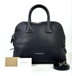 Burberry ブラックレザー トートバッグ