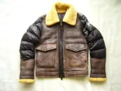 【美品】 モンクレール ボアムートン ダウンジャケット 切替 リアルモン 茶系