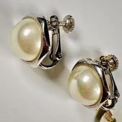 マベパール風 大ぶり イヤリング シルバー 艶消し レトロ ヴィンテージ調